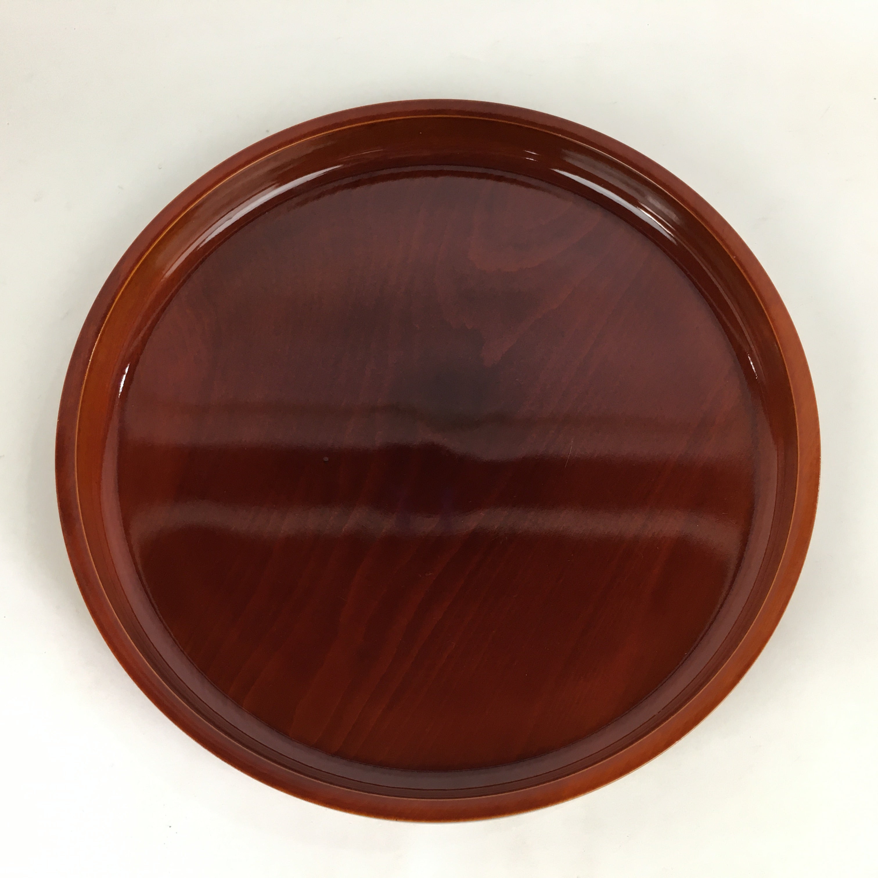 Japanese Lacquered Tray Round Obon Vtg Shunkei-Nuri Nurimono UR681