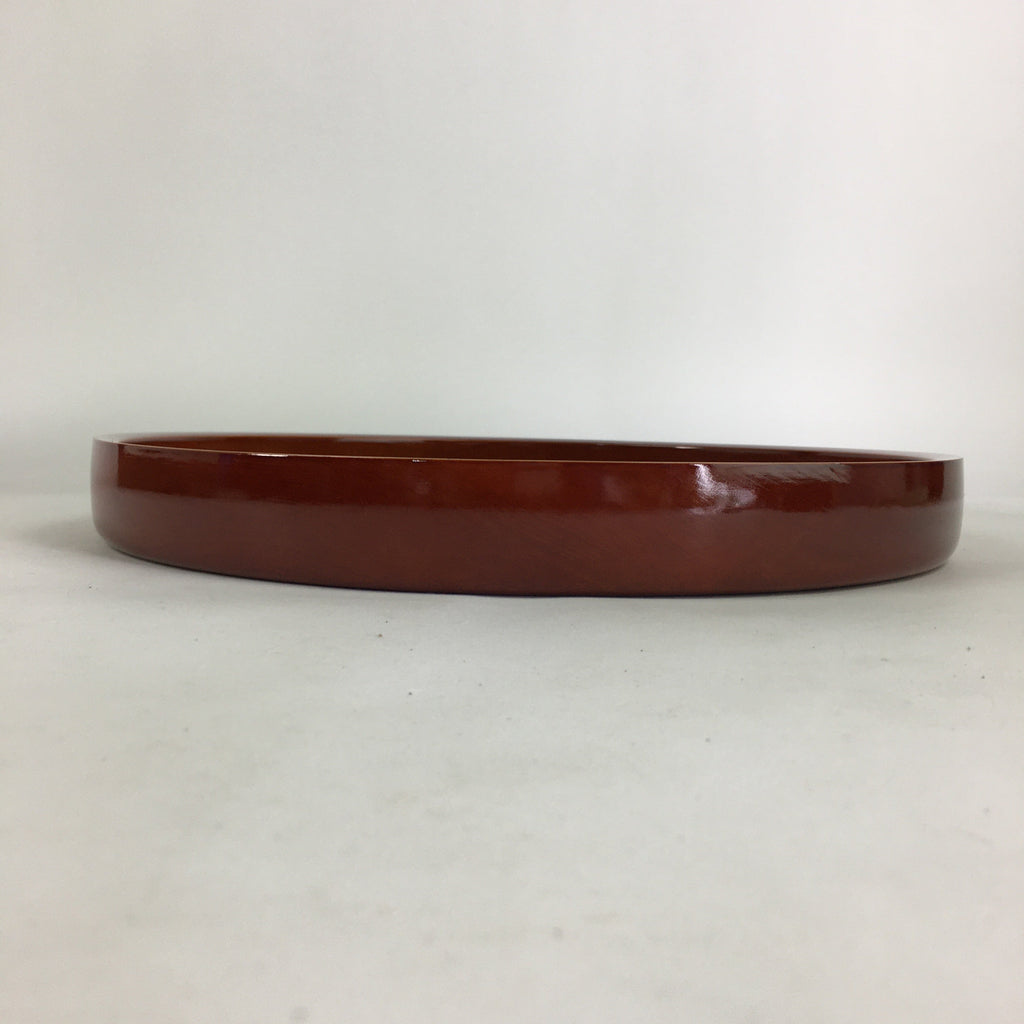 Japanese Lacquered Tray Round Obon Vtg Shunkei-Nuri Nurimono UR681