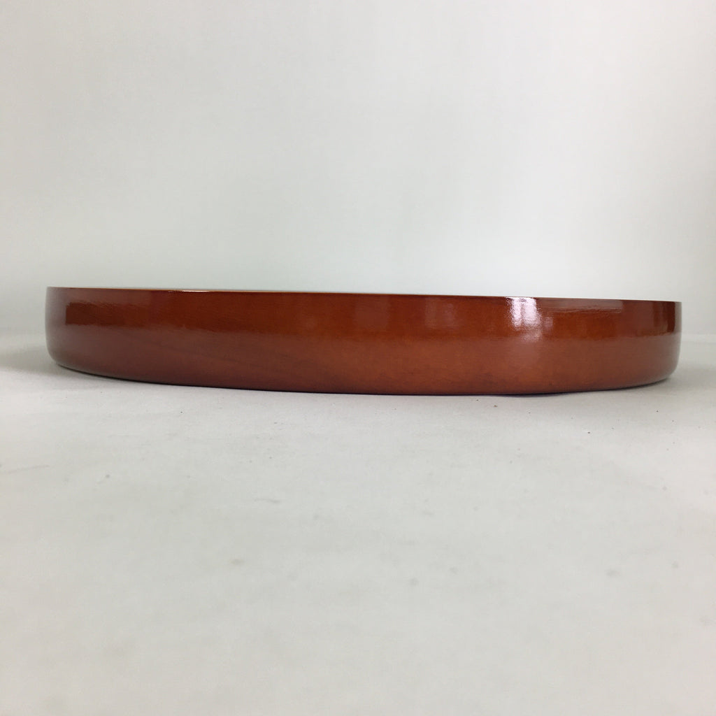 Japanese Lacquered Tray Round Obon Vtg Shunkei-Nuri Nurimono UR681