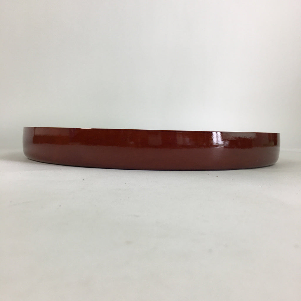 Japanese Lacquered Tray Round Obon Vtg Shunkei-Nuri Nurimono UR681