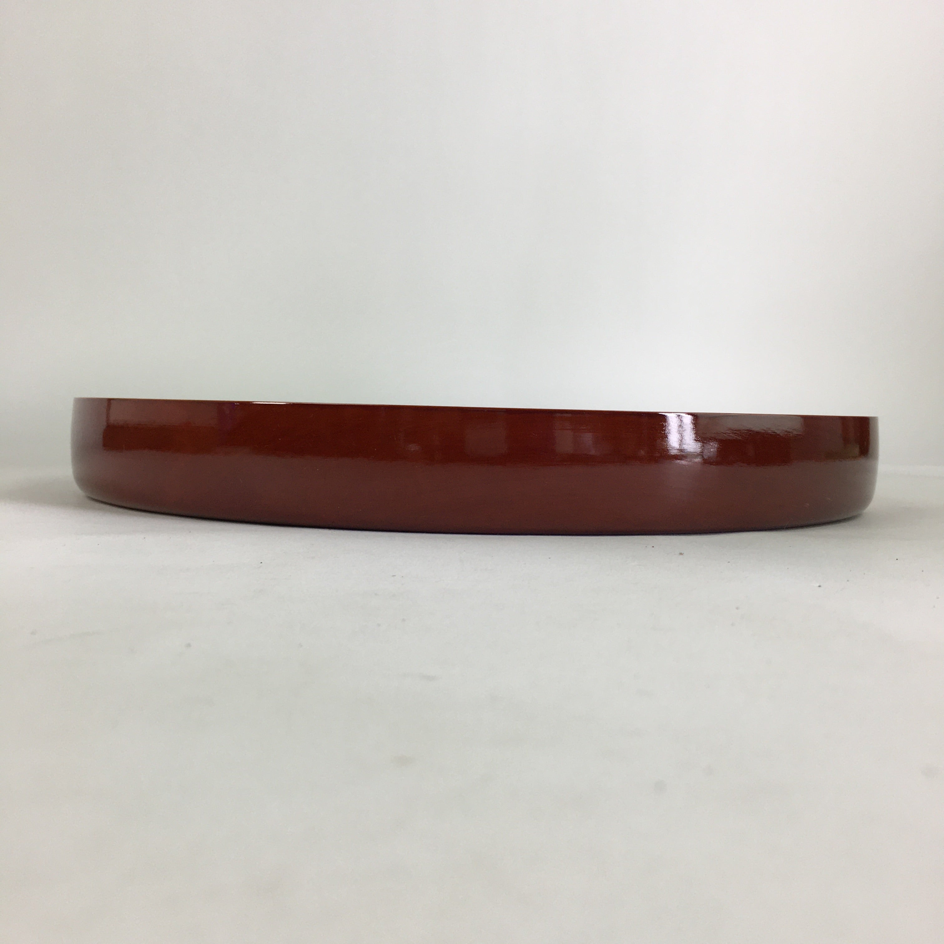Japanese Lacquered Tray Round Obon Vtg Shunkei-Nuri Nurimono UR681