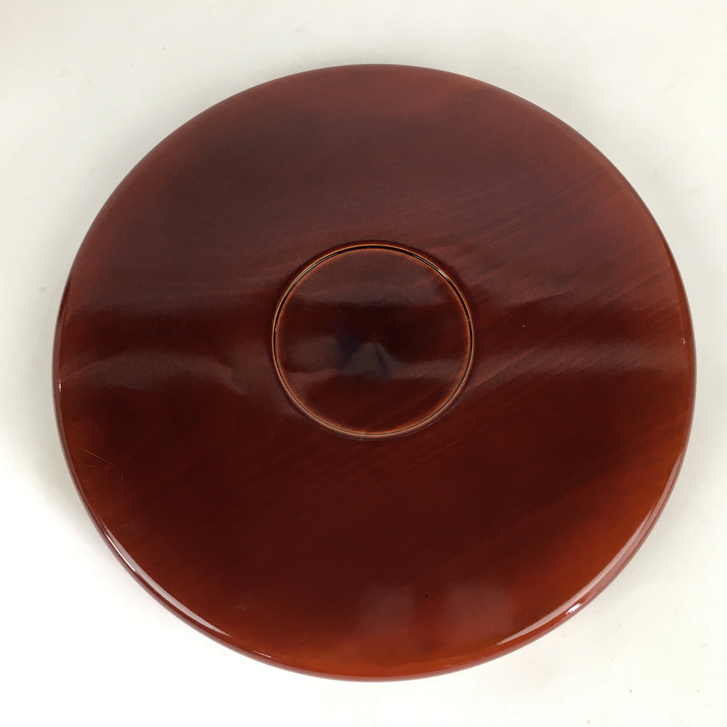 Japanese Lacquered Tray Round Obon Vtg Shunkei-Nuri Nurimono UR681