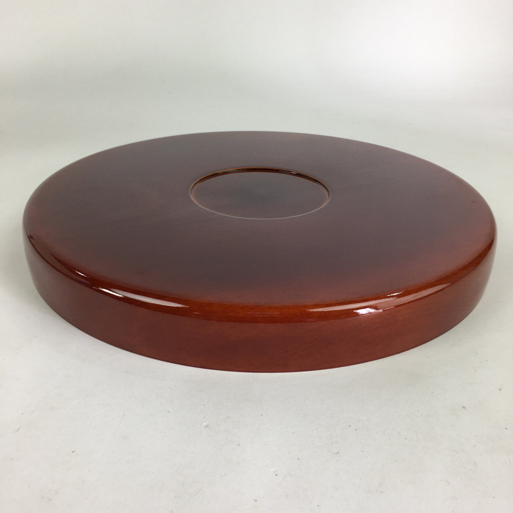 Japanese Lacquered Tray Round Obon Vtg Shunkei-Nuri Nurimono UR681