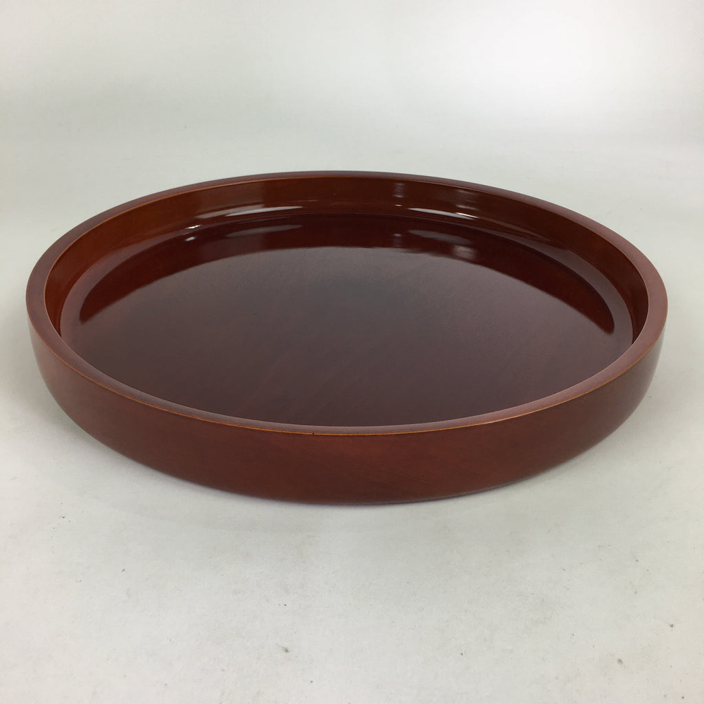 Japanese Lacquered Tray Round Obon Vtg Shunkei-Nuri Nurimono UR681