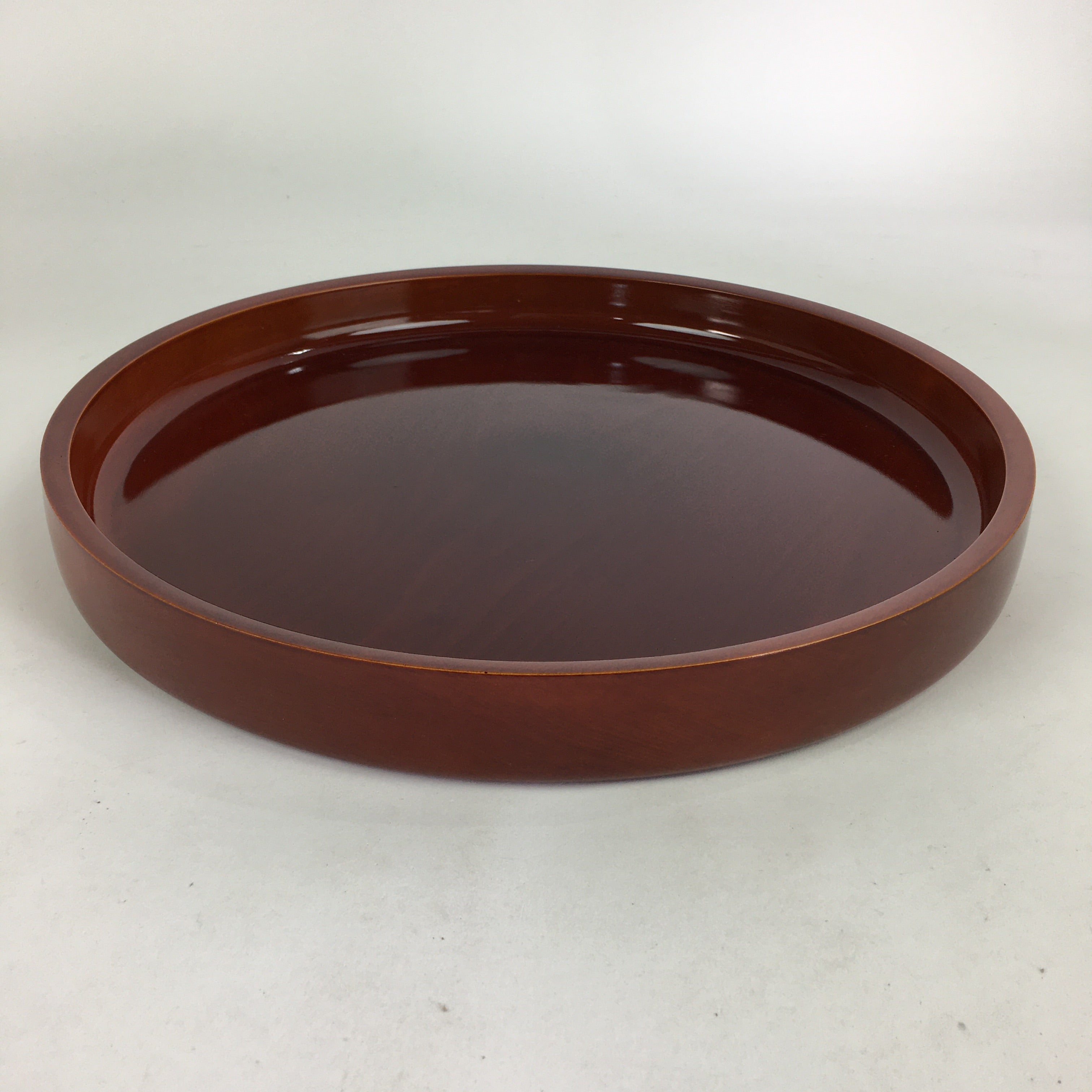 Japanese Lacquered Tray Round Obon Vtg Shunkei-Nuri Nurimono UR681