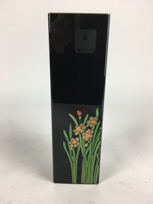 Japanese Lacquered Wajima-Nuri Flower Vase Vtg Ikebana Kabin Black FV959
