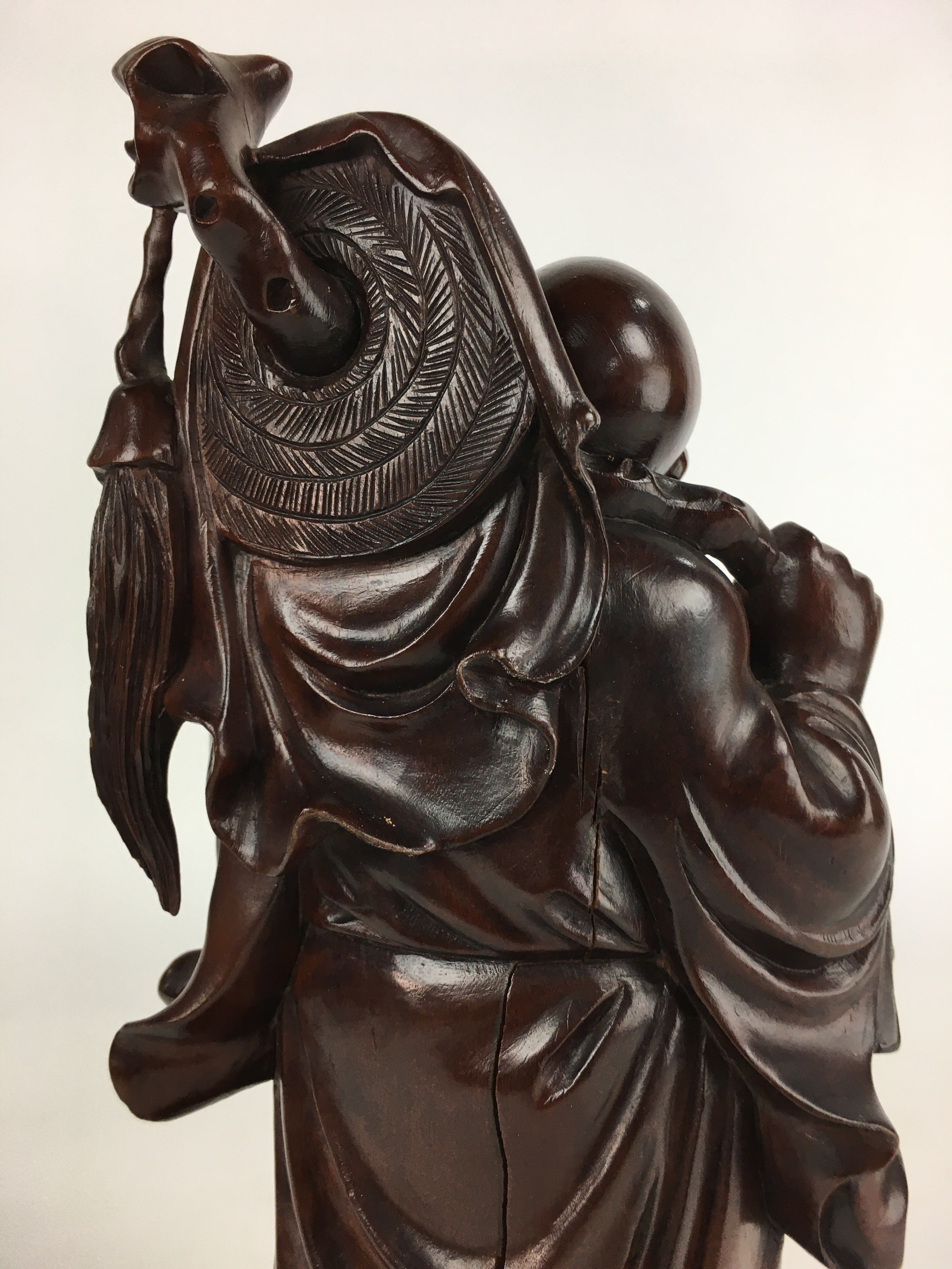 Japanese Lacquered Wooden Buddhist Art Hotei Statue Vtg Amulet Mokuzo BD803