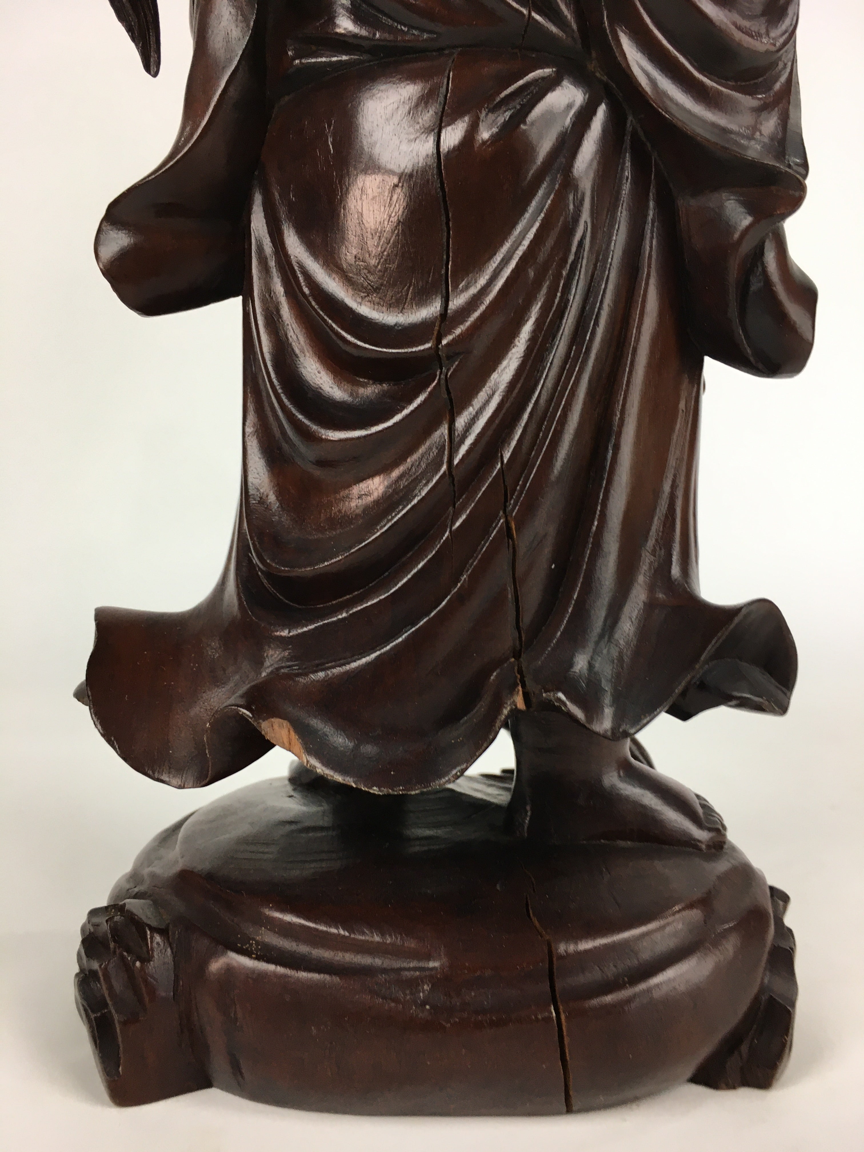 Japanese Lacquered Wooden Buddhist Art Hotei Statue Vtg Amulet Mokuzo BD803