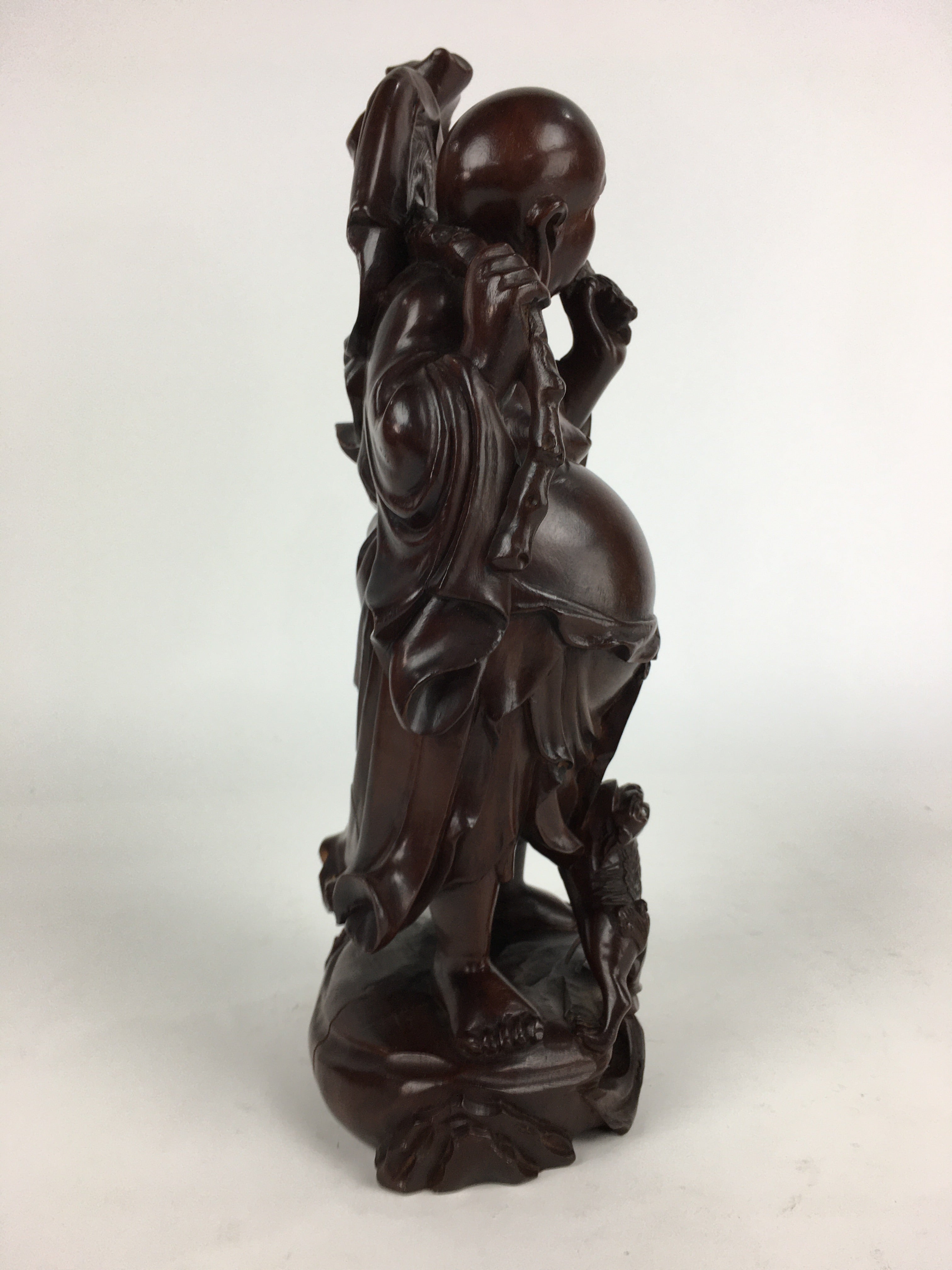 Japanese Lacquered Wooden Buddhist Art Hotei Statue Vtg Amulet Mokuzo BD803