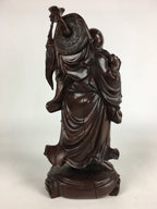 Japanese Lacquered Wooden Buddhist Art Hotei Statue Vtg Amulet Mokuzo BD803
