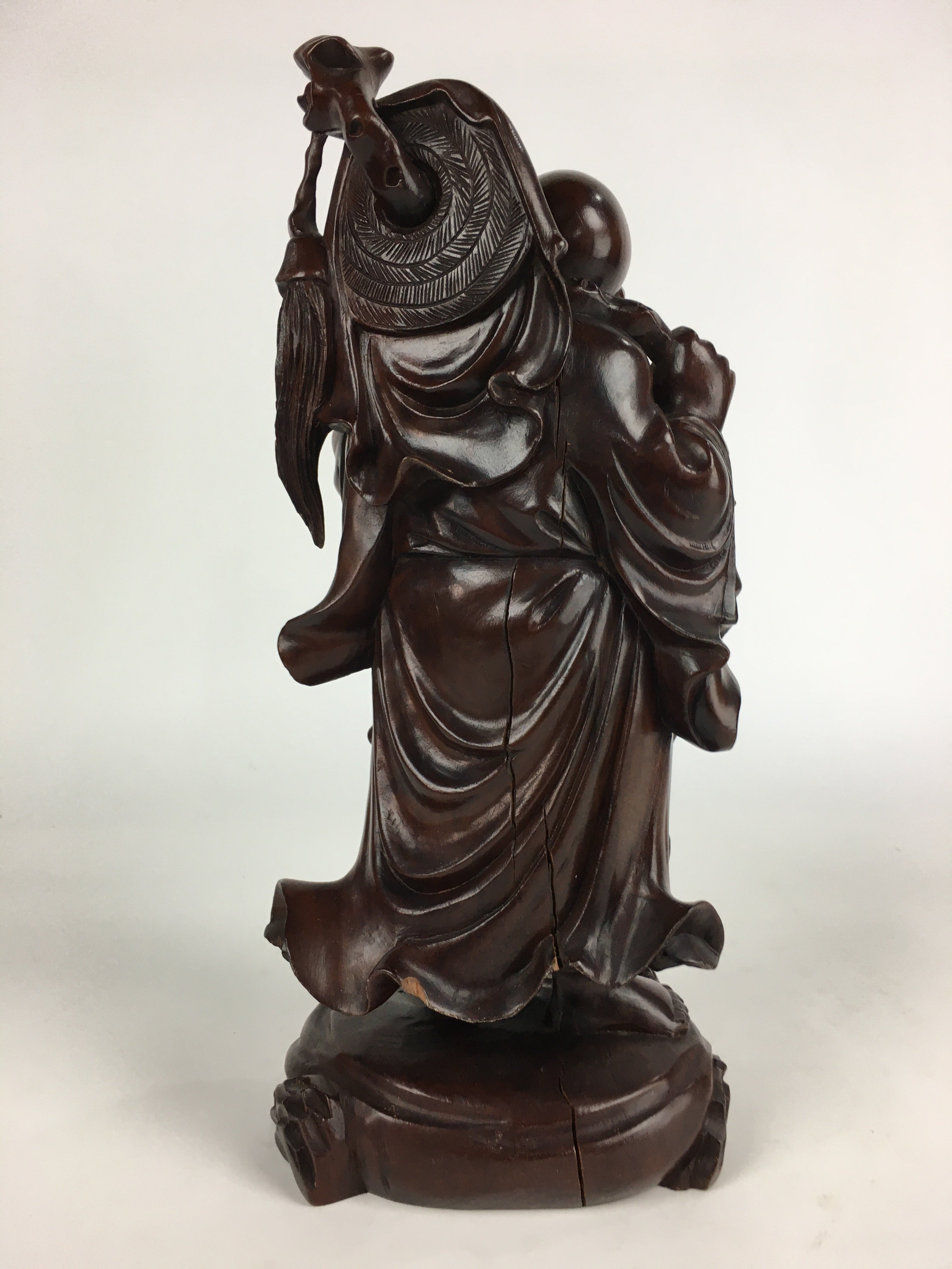 Japanese Lacquered Wooden Buddhist Art Hotei Statue Vtg Amulet Mokuzo BD803