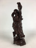 Japanese Lacquered Wooden Buddhist Art Hotei Statue Vtg Amulet Mokuzo BD803