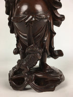 Japanese Lacquered Wooden Buddhist Art Hotei Statue Vtg Amulet Mokuzo BD803