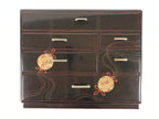 Japanese Lacquered Wooden Haribako Chest Sewing Box Vtg Makie Tansu T323