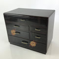 Japanese Lacquered Wooden Haribako Chest Sewing Box Vtg Makie Tansu T323