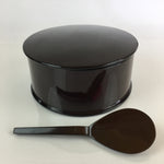 Japanese Lacquered Wooden Rice Container Ohitsu Rice Keeper Scoop Brown UR826
