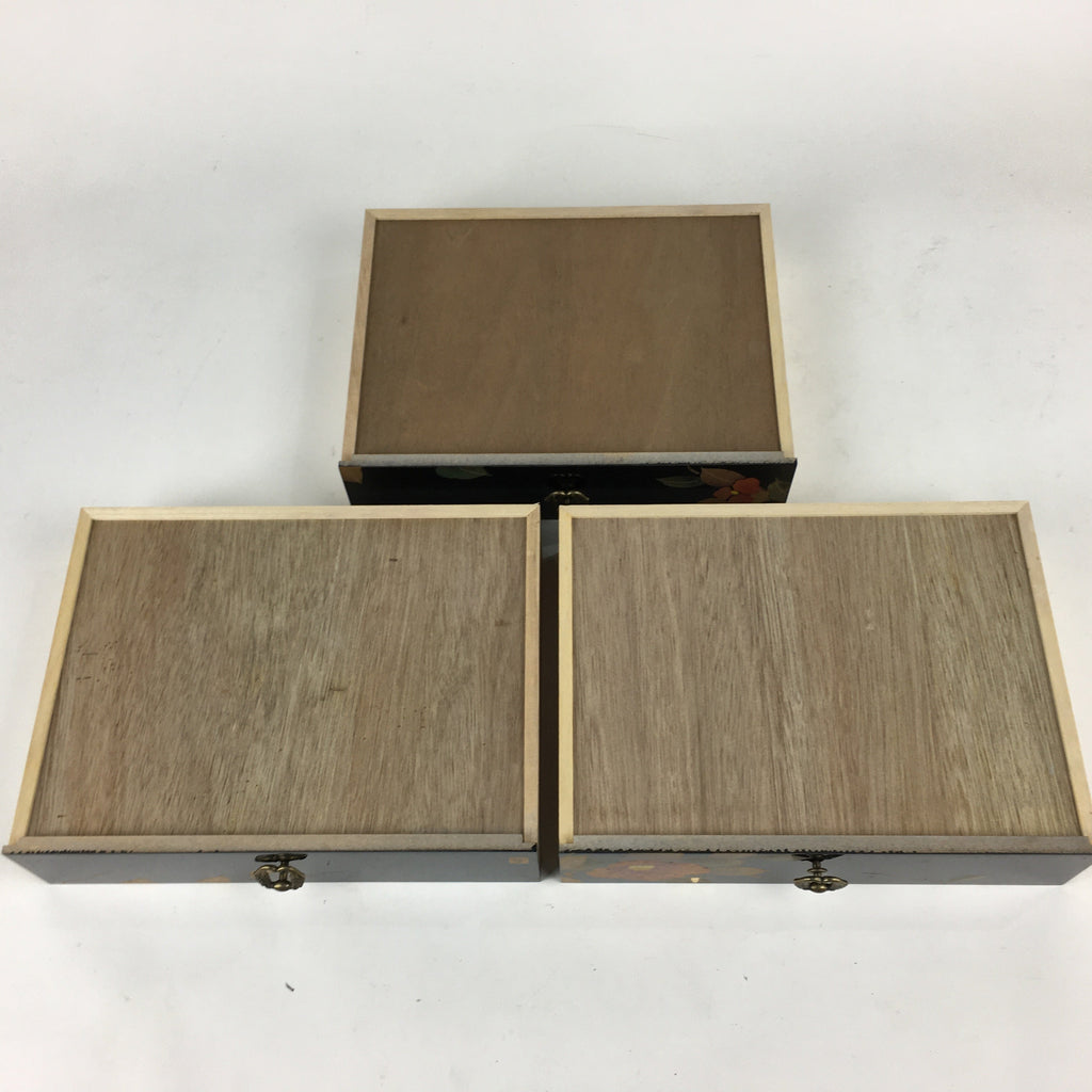 Japanese Lacquered Wooden Sewing Box Vtg Haribako Chest Tansu T303