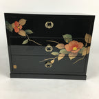 Japanese Lacquered Wooden Sewing Box Vtg Haribako Chest Tansu T303