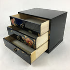 Japanese Lacquered Wooden Sewing Box Vtg Haribako Chest Tansu T303