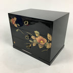 Japanese Lacquered Wooden Sewing Box Vtg Haribako Chest Tansu T303