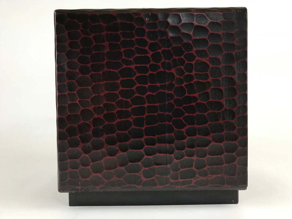 Japanese Lacquered Wooden Sewing Box Vtg Haribako Tansu Carved Bamboo T329