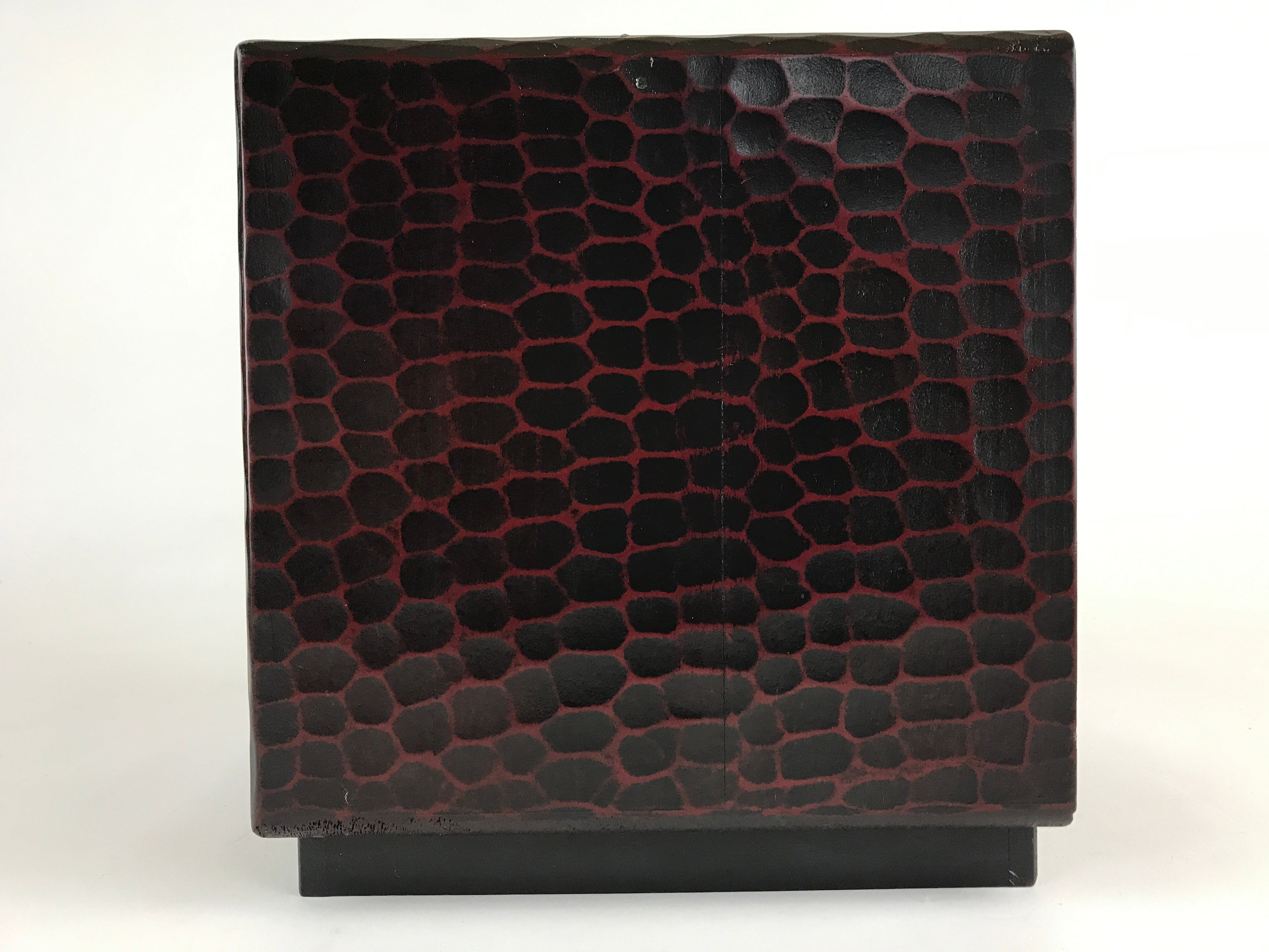 Japanese Lacquered Wooden Sewing Box Vtg Haribako Tansu Carved Bamboo T329