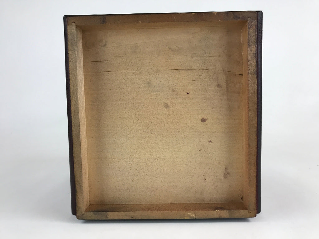 Japanese Lacquered Wooden Sewing Box Vtg Haribako Tansu Carved Bamboo T329