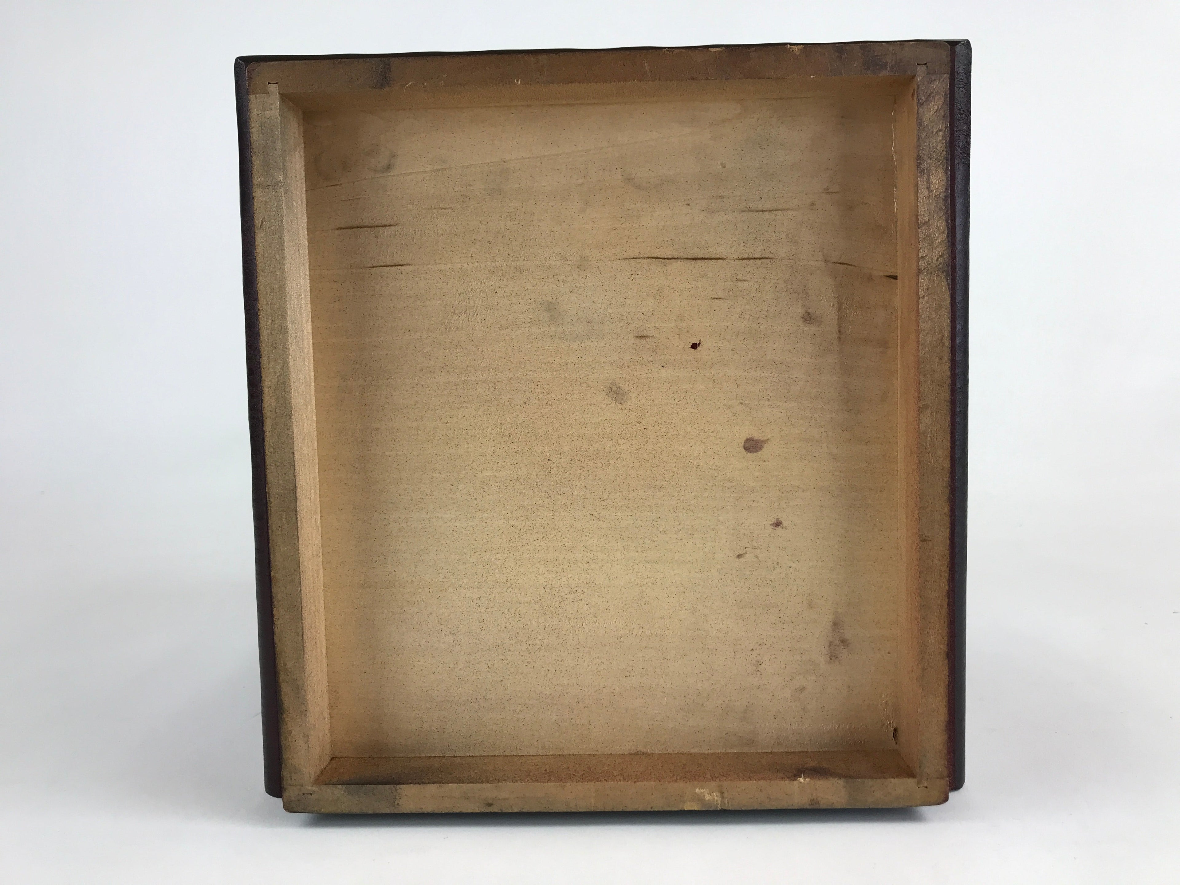 Japanese Lacquered Wooden Sewing Box Vtg Haribako Tansu Carved Bamboo T329