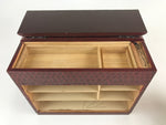 Japanese Lacquered Wooden Sewing Box Vtg Haribako Tansu Carved Peony T330