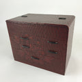 Japanese Lacquered Wooden Sewing Box Vtg Haribako Tansu Carved Peony T330