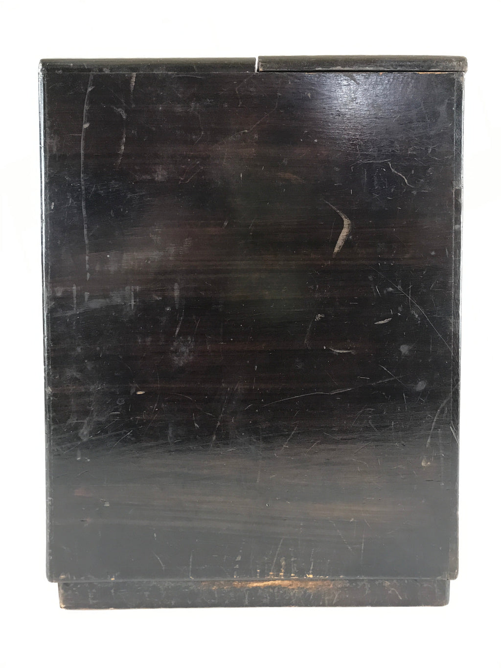 Japanese Lacquered Wooden Sewing Box Vtg Haribako Tansu Maki-e Flowers T331
