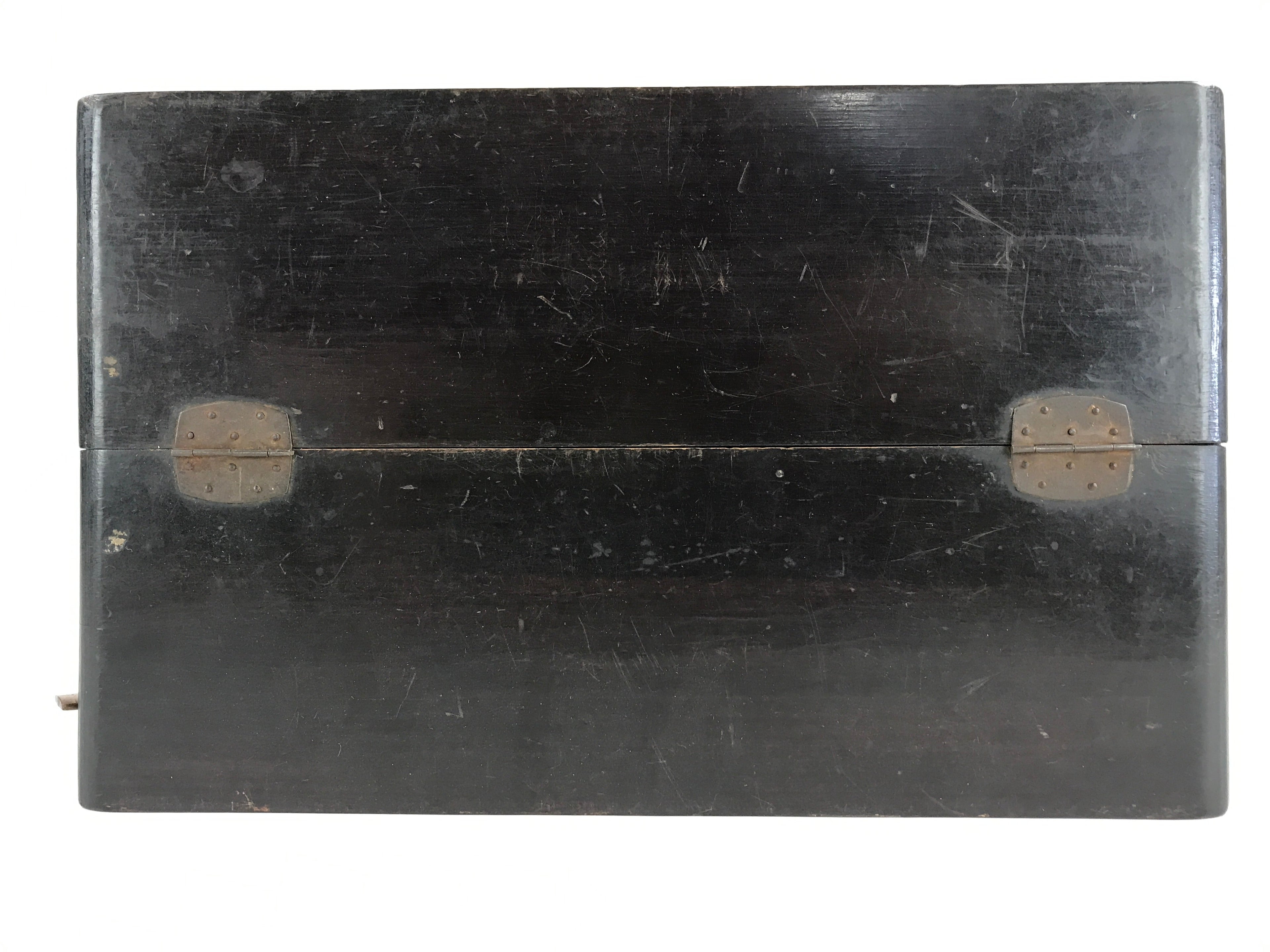 Japanese Lacquered Wooden Sewing Box Vtg Haribako Tansu Maki-e Flowers T331