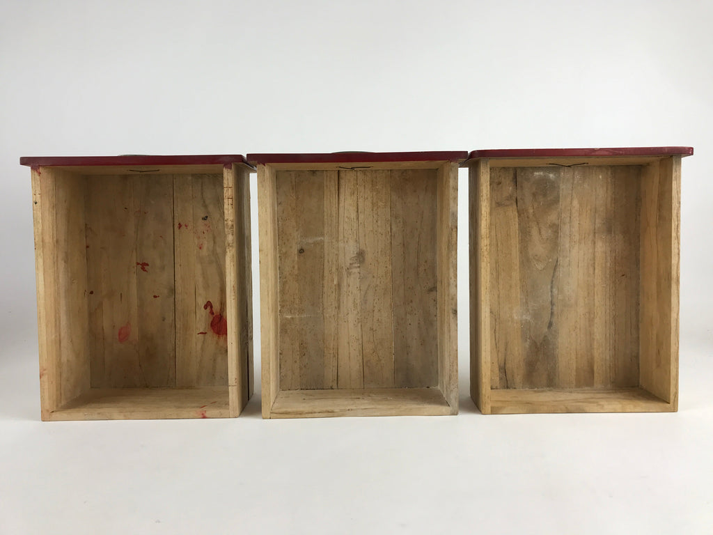 Japanese Lacquered Wooden Sewing Box Vtg Maki-e Haribako Chest Tansu T326
