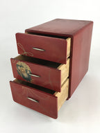 Japanese Lacquered Wooden Sewing Box Vtg Maki-e Haribako Chest Tansu T326