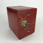 Japanese Lacquered Wooden Sewing Box Vtg Maki-e Haribako Chest Tansu T326