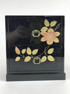 Japanese Lacquered Wooden Sewing Box Vtg Raden Maki-e Haribako Tansu T327