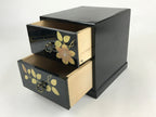 Japanese Lacquered Wooden Sewing Box Vtg Raden Maki-e Haribako Tansu T327