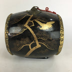 Japanese Lacquered Wooden Taiko Drum Vtg Crane Pine Tree Boy's Day BD678