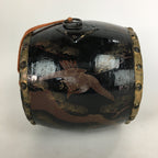 Japanese Lacquered Wooden Taiko Drum Vtg Hawk Pine Tree Boy's Day BD679