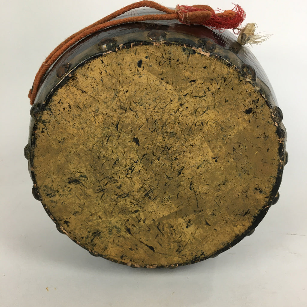 Japanese Lacquered Wooden Taiko Drum Vtg Hawk Pine Tree Boy's Day BD679