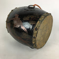 Japanese Lacquered Wooden Taiko Drum Vtg Hawk Pine Tree Boy's Day BD679