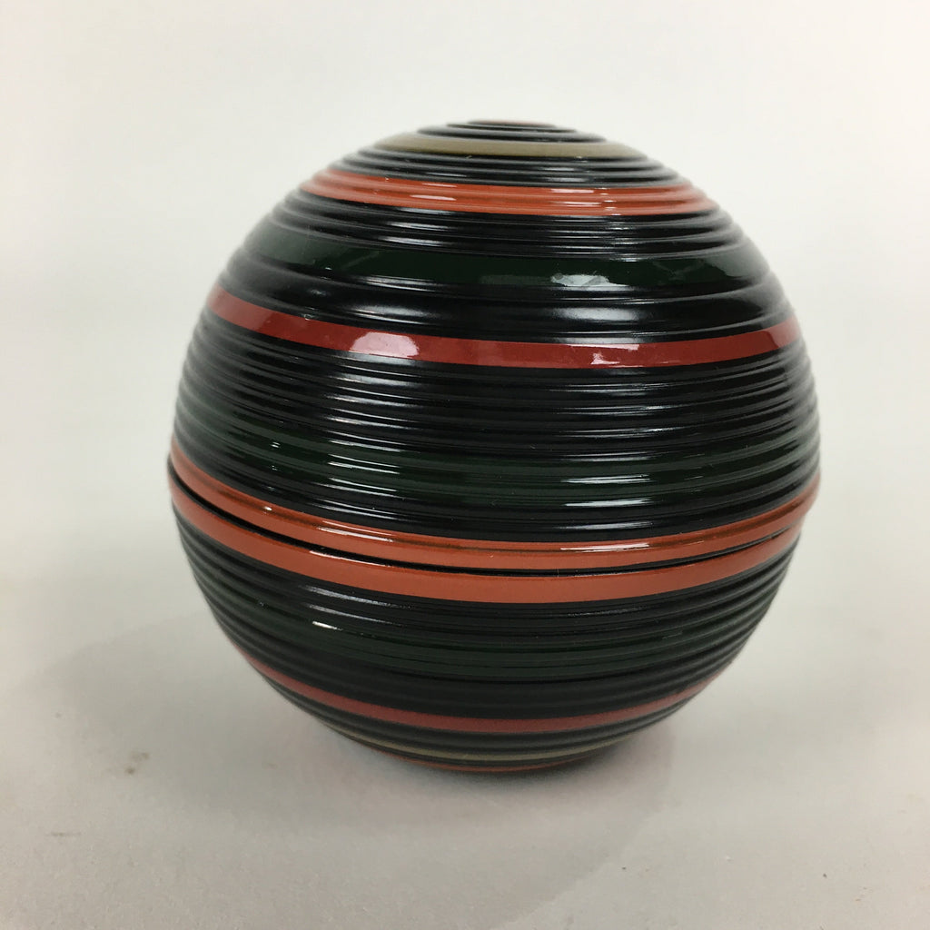 Japanese Lacquerware Kiso-Nuri Lidded small Bowl Vtg Swirl Pattern Bowl QT147