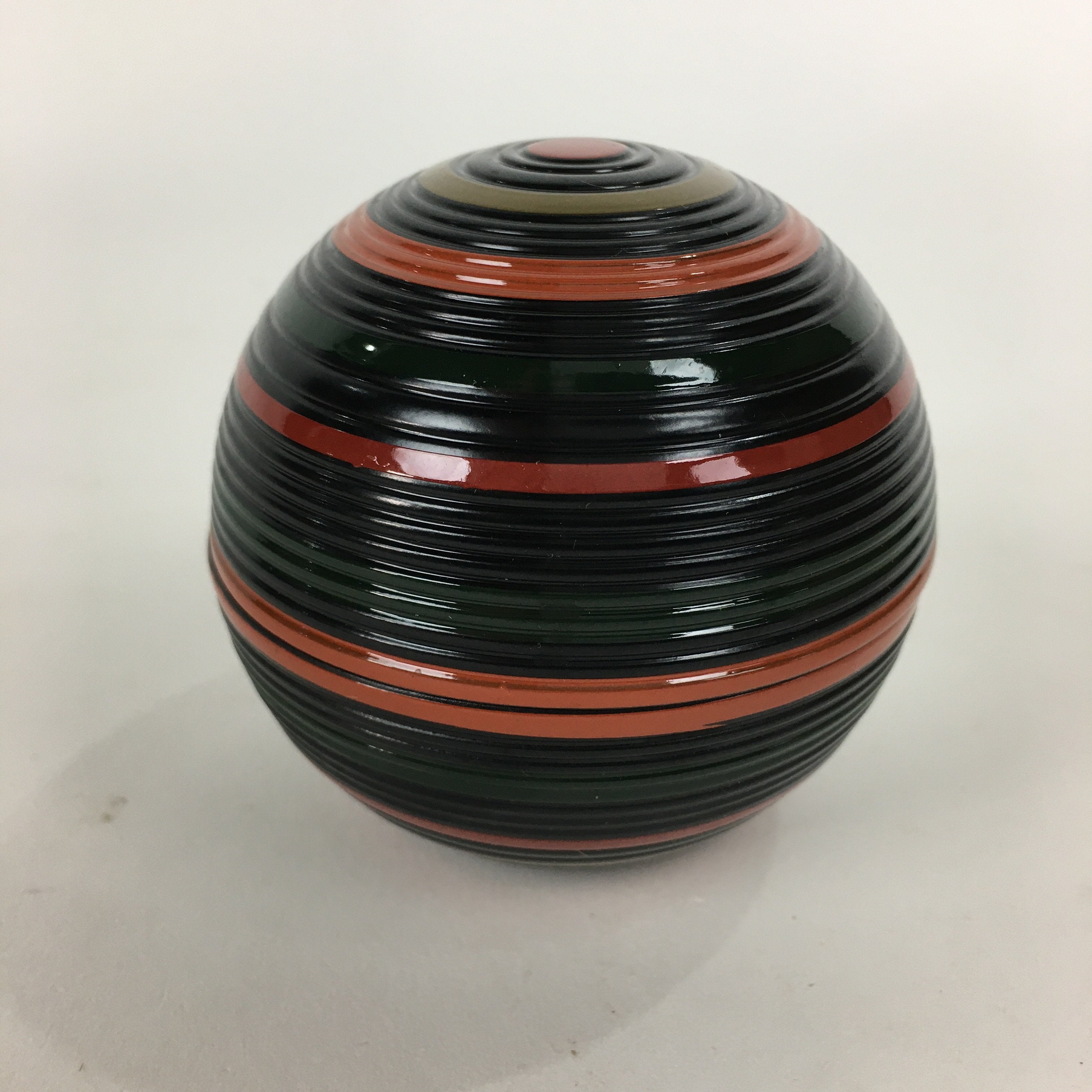 Japanese Lacquerware Kiso-Nuri Lidded small Bowl Vtg Swirl Pattern Bowl QT147