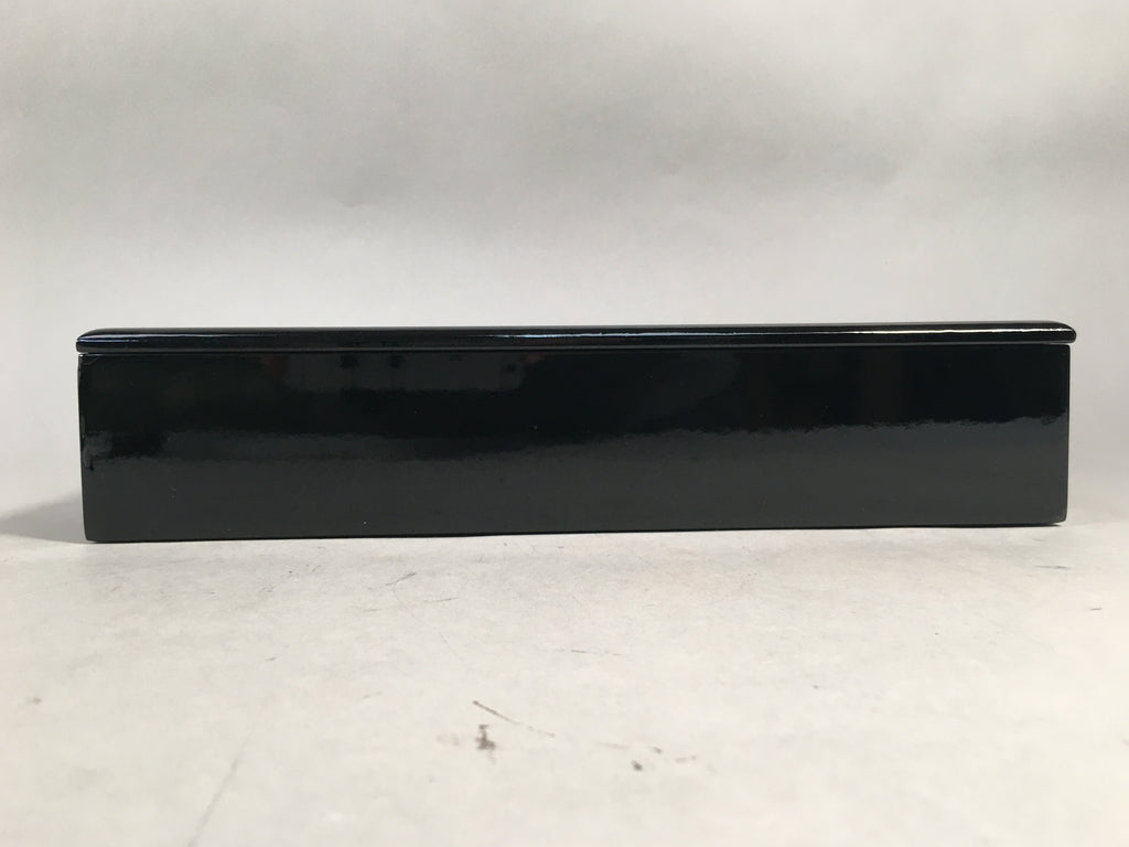 Japanese Lacquerware Lid Box Vtg Fumibako Letter Book Black Chrysanthemum FB63