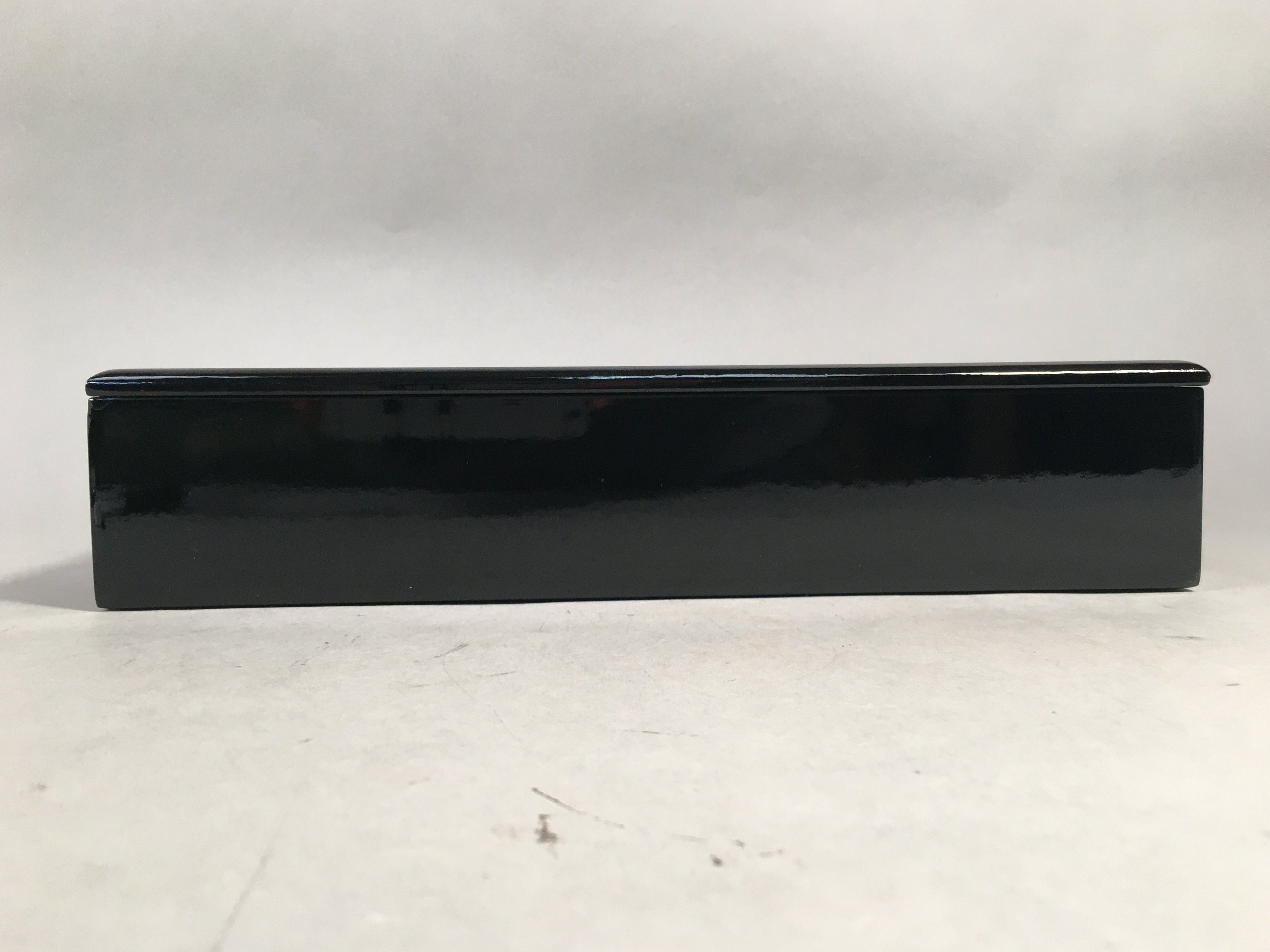 Japanese Lacquerware Lid Box Vtg Fumibako Letter Book Black Chrysanthemum FB63