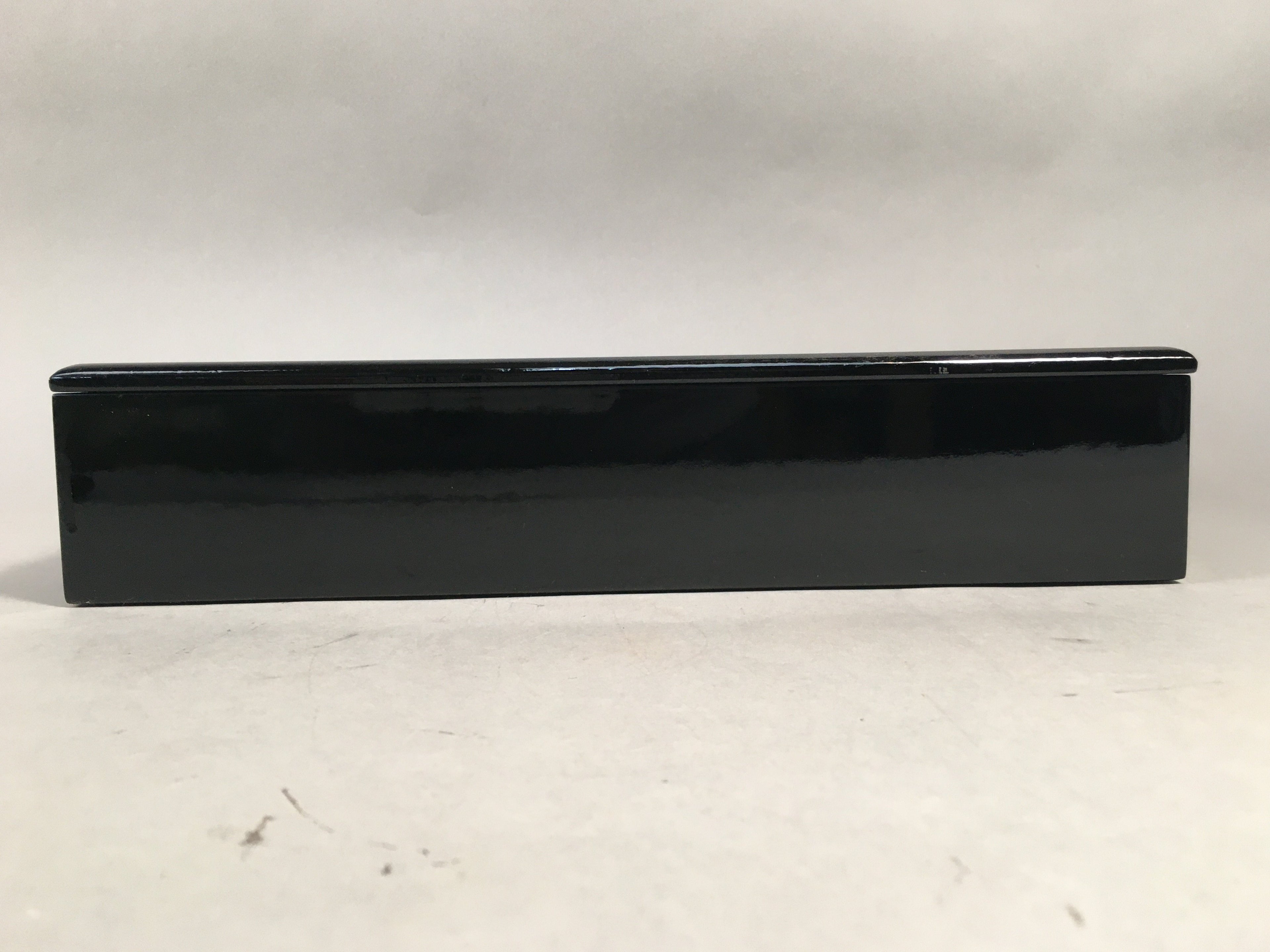 Japanese Lacquerware Lid Box Vtg Fumibako Letter Book Black Chrysanthemum FB63