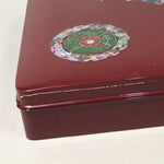 Japanese Lacquerware Lid Box Vtg Fumibako Letter Book Shell Inlay Brown FB57