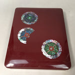 Japanese Lacquerware Lid Box Vtg Fumibako Letter Book Shell Inlay Brown FB57
