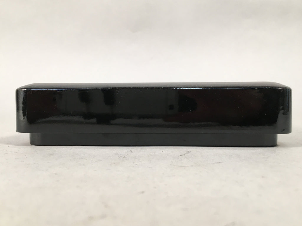 Japanese Lacquerware Lid Box Vtg Suzribako Calligraphy Item Gold Bamboo FB62