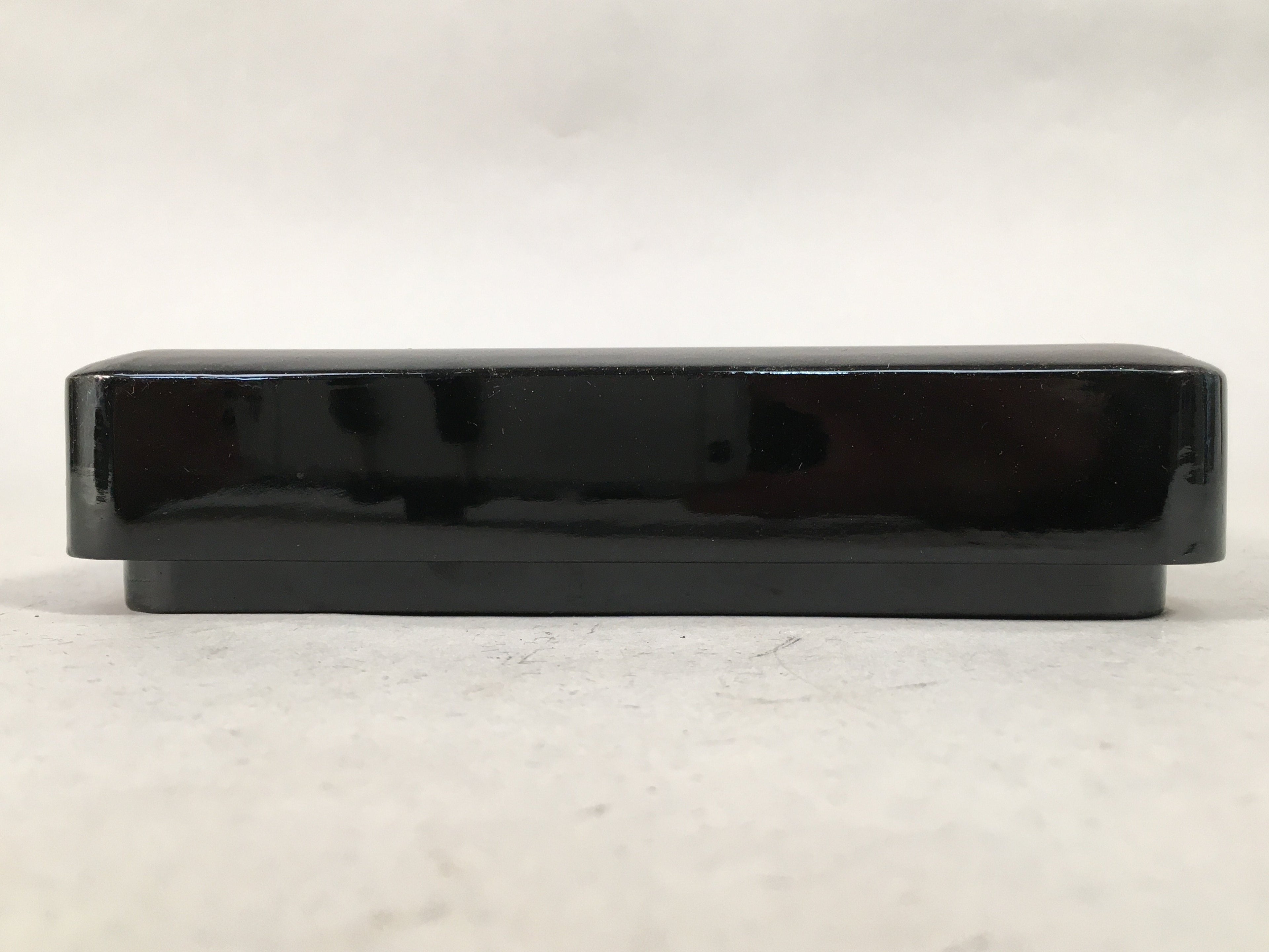 Japanese Lacquerware Lid Box Vtg Suzribako Calligraphy Item Gold Bamboo FB62